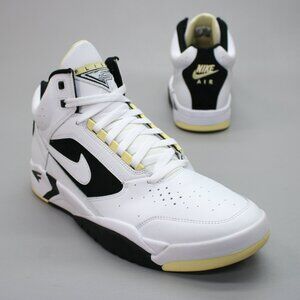 Nike Men's 12 Air Flight Lite Mid White Lemon Black Shoes Sneakers - DV0824-100